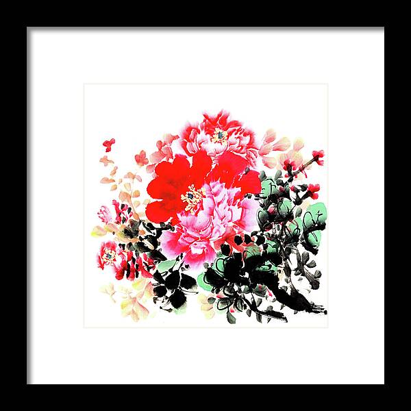 Chinese Culture Framed Print featuring the digital art Peony by Vii-photo