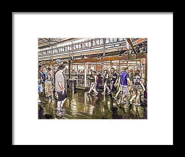 Chelsea Framed Print featuring the painting People walking through the Chelsea market 3 by Jeelan Clark