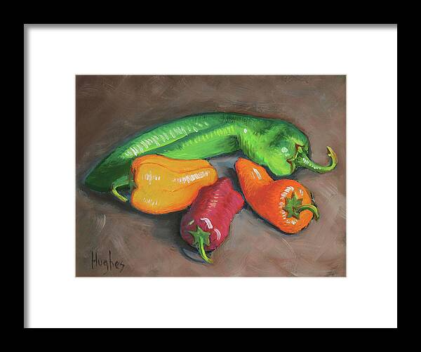 Pepper Framed Print featuring the painting Peppers by Kevin Hughes