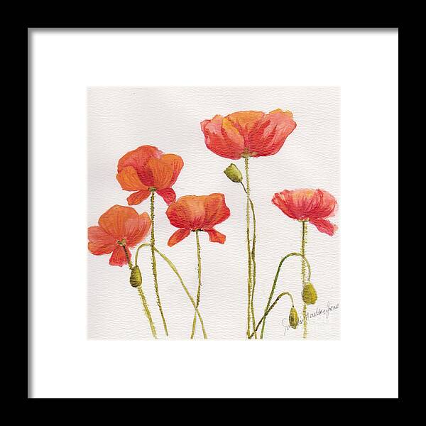 Poppies Framed Print featuring the painting Peppy Poppies by Jackie Mueller-Jones