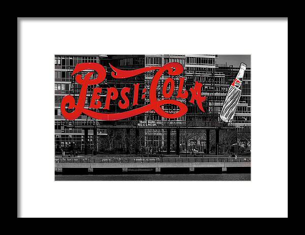 Pepsi Cola Framed Print featuring the photograph Pepsi Cola Sign SBW by Susan Candelario