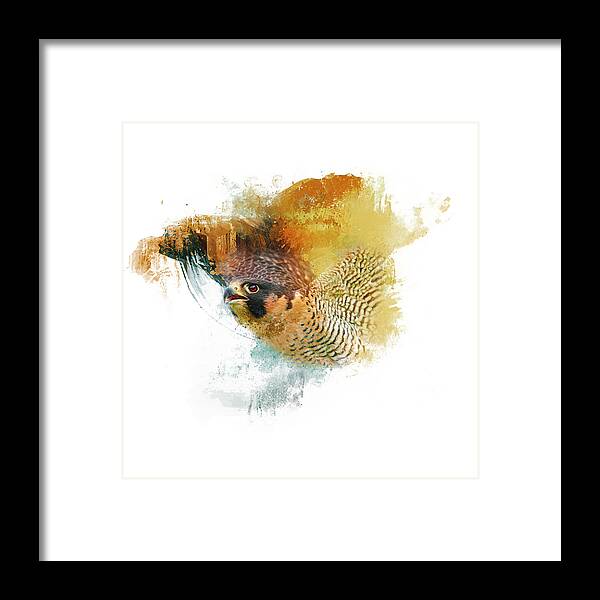 Flacon Framed Print featuring the digital art Peregrine Falcon by Jerry Dalrymple
