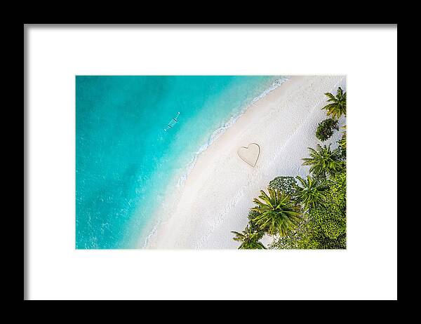 Oceans Framed Print featuring the photograph Perfect Drawing Of Heart Shape In Soft by Levente Bodo