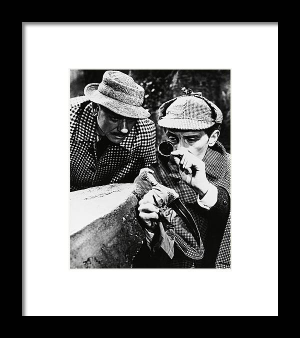 Andre Morell Framed Print featuring the photograph PETER CUSHING and ANDRE MORELL in THE HOUND OF THE BASKERVILLES -1959-. by Album