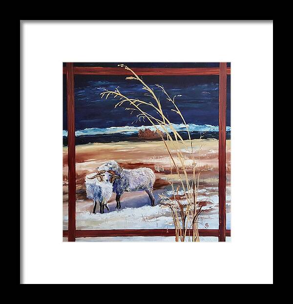 Sheep Framed Print featuring the painting PHIL and ALICE Navajo Sheep  38 by Cheryl Nancy Ann Gordon