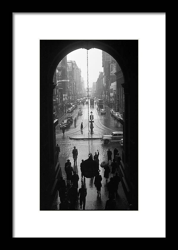 City Hall Framed Print featuring the photograph Philadelphia City Hall, East Portal, 1950 by Lawrence S Williams