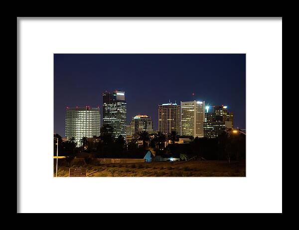 Downtown District Framed Print featuring the photograph Phoenix Skyline At Night by Davel5957