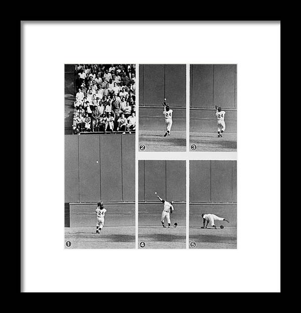 1950-1959 Framed Print featuring the photograph Photo Sequence Willie Mays Makes His by New York Daily News Archive