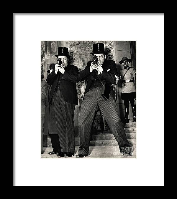 People Framed Print featuring the photograph Photographers Awaiting Arrival Of Queen by Bettmann