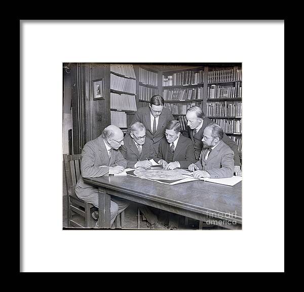 Physicist Framed Print featuring the photograph Physicists And Astronomers Seated by Bettmann