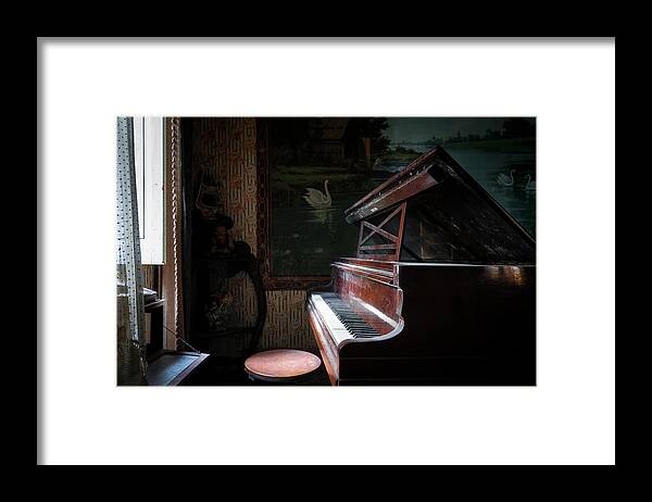 Urban Framed Print featuring the photograph Piano in the Dark by Roman Robroek
