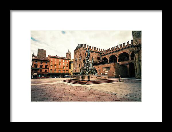 Arch Framed Print featuring the photograph Piazza Del Nettuno In Bologna, Italy by Zodebala