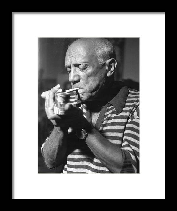 Pablo Picasso Framed Print featuring the photograph Picasso Lights Up by George Stroud