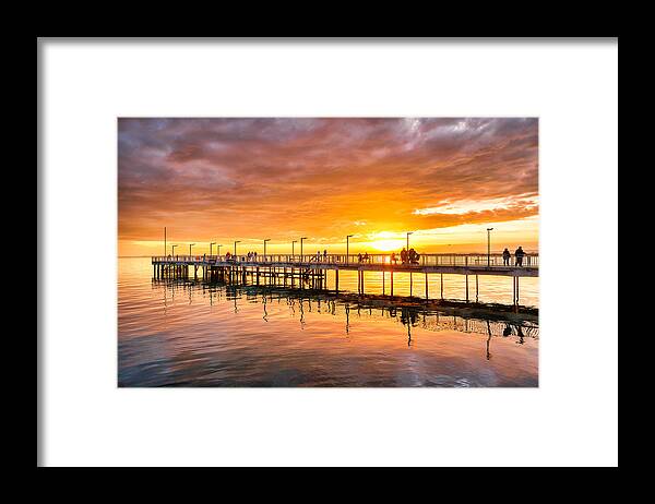 Pier Framed Print featuring the photograph Pier At Sunset by Vasil Nanev
