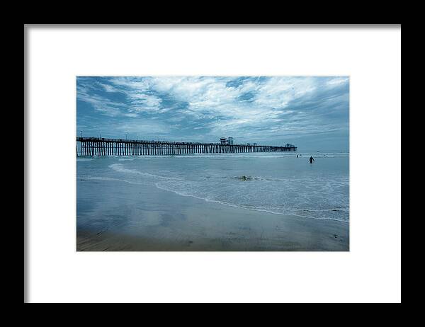 Pier Framed Print featuring the photograph Pier Out of the Blue by Debra Kewley