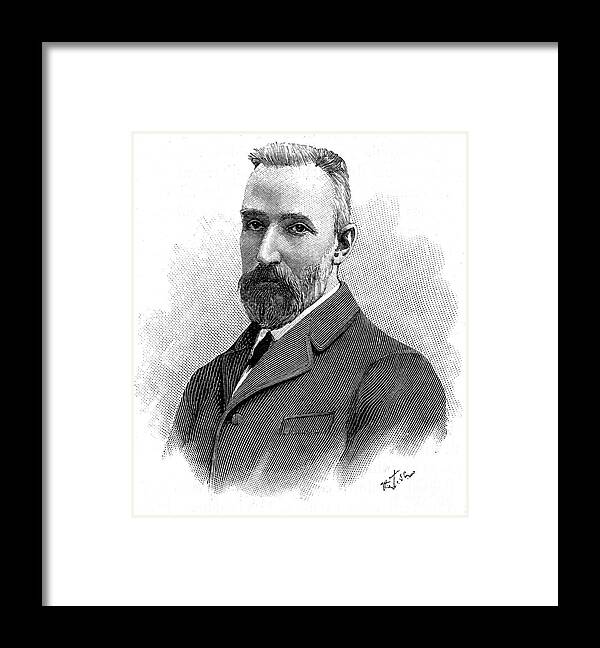 Engraving Framed Print featuring the drawing Pierre Curie, French Chemist by Print Collector