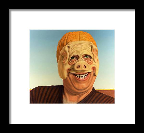 Pig Framed Print featuring the painting Pig-Faced Pumpkinhead by James W Johnson