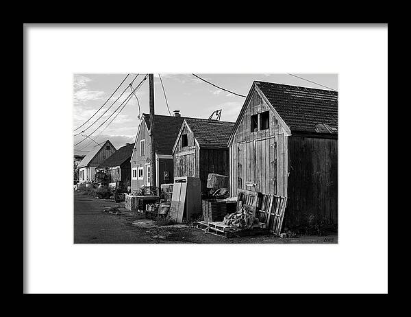 Cape Ann Framed Print featuring the photograph Pigeon Cove Fishing Shacks Rockport MA BW by David Gordon