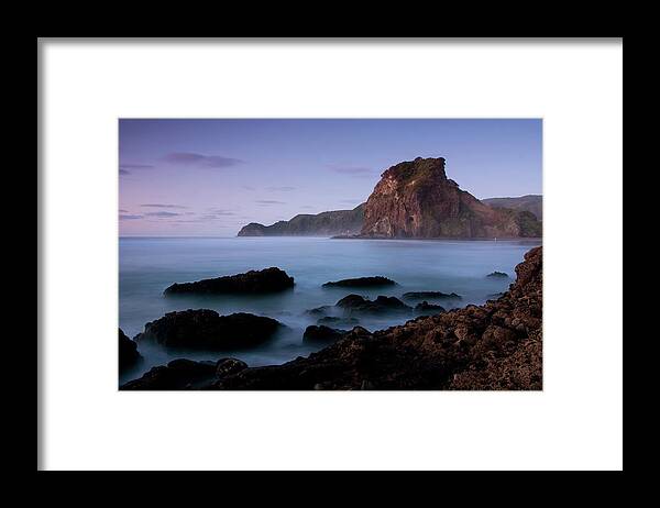 Tide Framed Print featuring the photograph Piha Beach - Lion Rock by Kokkai