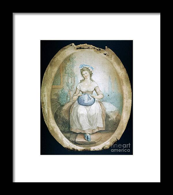 Working Framed Print featuring the drawing Pillow Lace Maker, Late 18th-early 19th by Print Collector