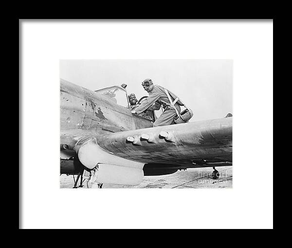 Wind Framed Print featuring the photograph Pilot Receiving Pointers Before Takeoff by Bettmann
