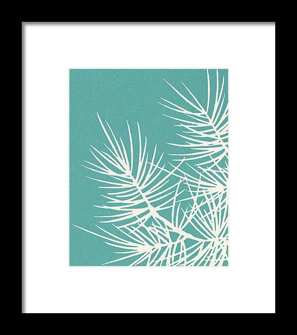 Blue Background Framed Print featuring the drawing Pine Tree Branch by CSA Images