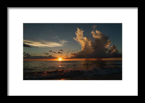 Florida Framed Print featuring the photograph Pink Crystal Splash Sunrise 2 Delray Beach Florida by Lawrence S Richardson Jr