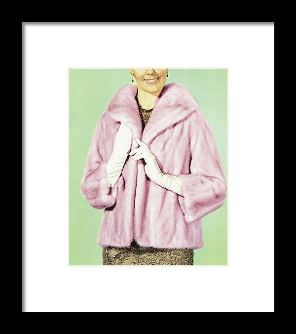 Apparel Framed Print featuring the drawing Pink Fur Coat by CSA Images