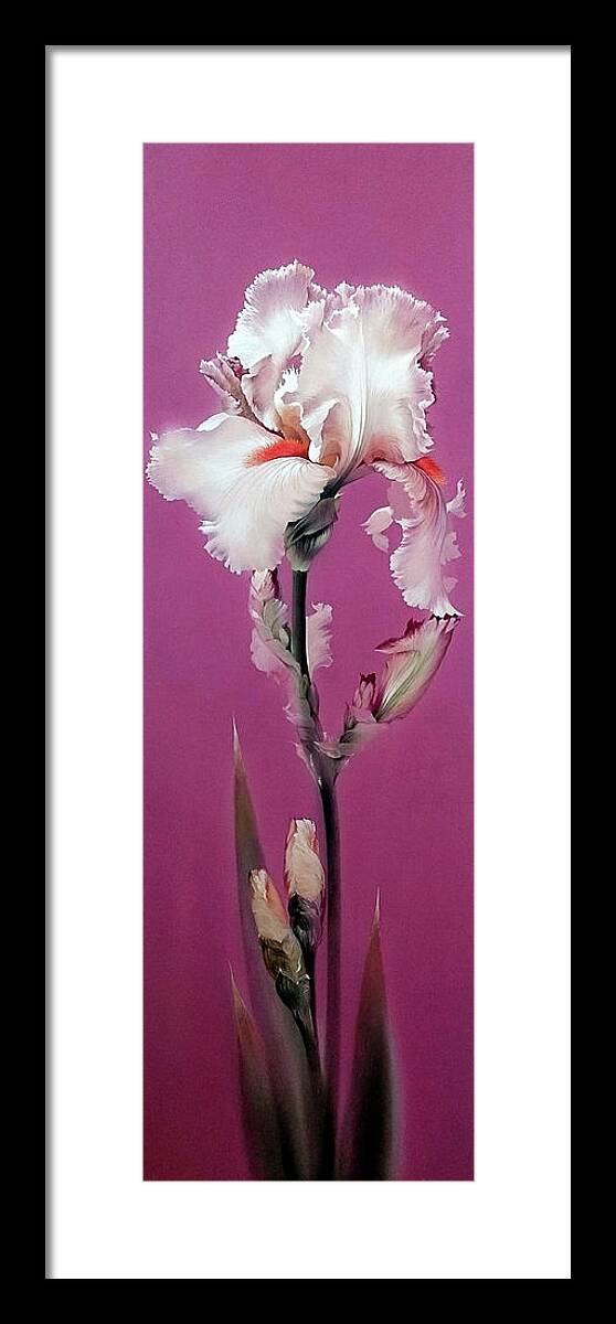 Russian Artists New Wave Framed Print featuring the painting Pink Iris by Alina Oseeva