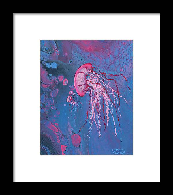  Jellyfish Framed Print featuring the painting Pink Jelly by Darice Machel McGuire