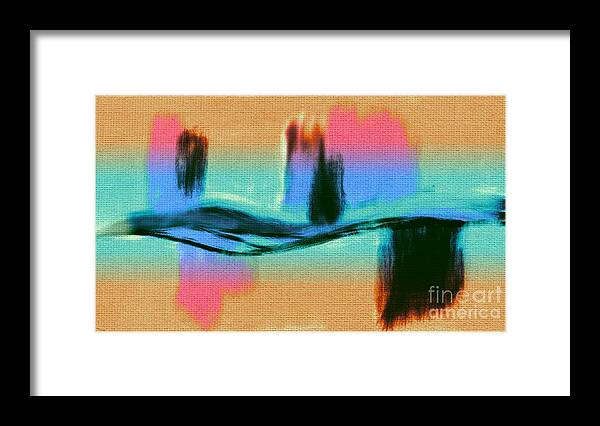 Abstract Framed Print featuring the digital art Pink Orange Turquoise Black and Aqua Abstract Painting by Delynn Addams by Delynn Addams