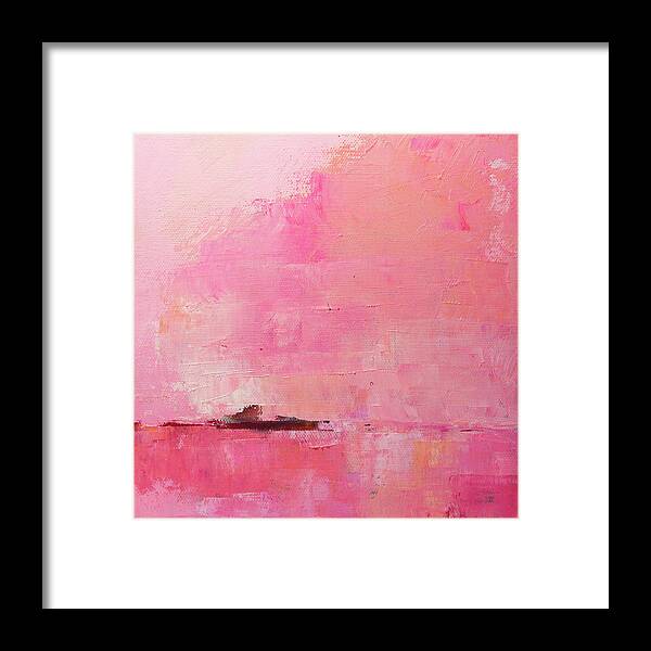 Pink Abstract Landscape Painting Framed Print featuring the painting Pink Sky Abstract by Nancy Merkle