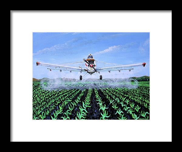 Aircraft Framed Print featuring the painting Piper Pawnee PA-25-235 by Karl Wagner
