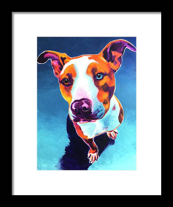 Pit Bull - Bentley Framed Print featuring the painting Pit Bull - Bentley by Dawgart