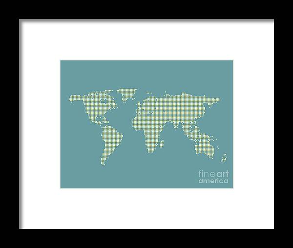 World Framed Print featuring the photograph Pixel World Map by Jesper Klausen/science Photo Library