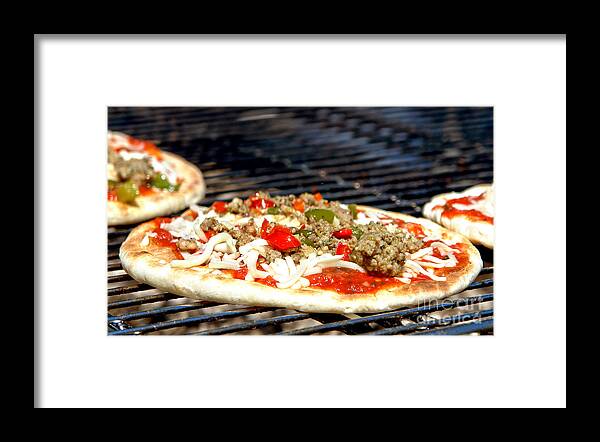Pizza Framed Print featuring the photograph Pizza on the Grill by Olivier Le Queinec