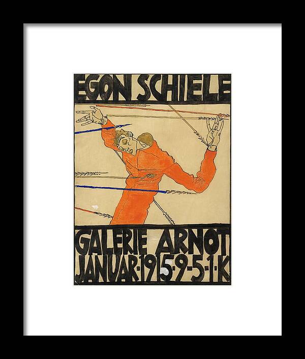 Egon Schiele Framed Print featuring the painting Plakat Der Schiele-ausstellung In Der Galerie Arnot by Egon Schiele