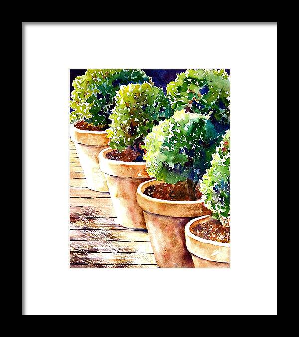 Clay Pots Framed Print featuring the painting Plants in Pots by Beth Fontenot