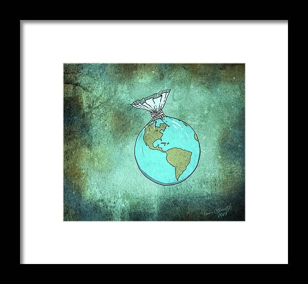 Plastic Planet Framed Print featuring the digital art Plastic Planet by Laura Ostrowski