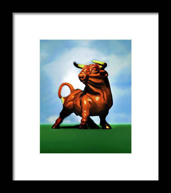 Agriculture Framed Print featuring the drawing Plastic Toy Bull by CSA Images