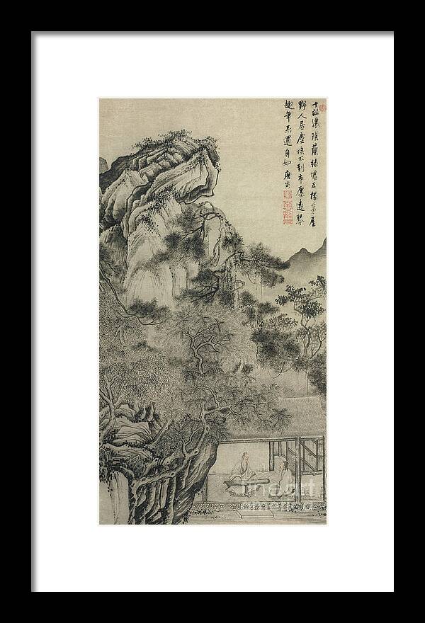 Yin Framed Print featuring the painting Playing the Zither by Tang Yin