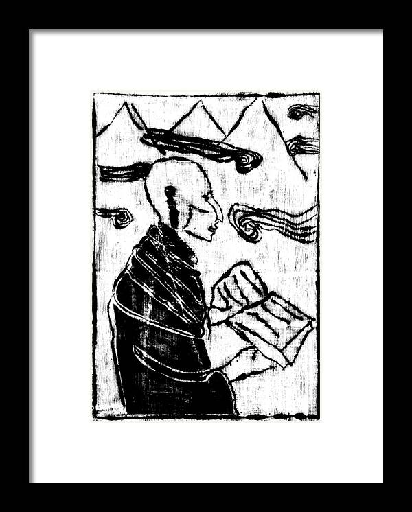 Clouds Framed Print featuring the digital art Poet reading to wind clouds 18 by Edgeworth Johnstone