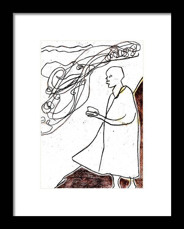 Clouds Framed Print featuring the digital art Poet reading to wind clouds 32 by Edgeworth Johnstone
