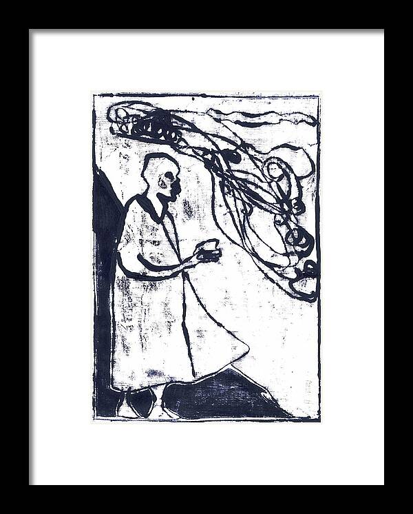 Clouds Framed Print featuring the painting Poet reading to wind clouds otd 2 by Edgeworth Johnstone