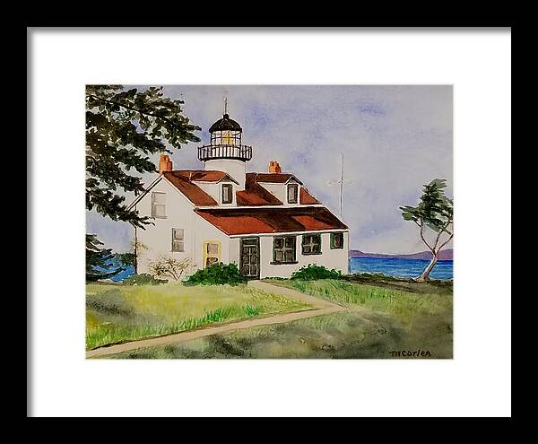 Lighthouse Framed Print featuring the painting Point Pinos Lighthouse by M Carlen