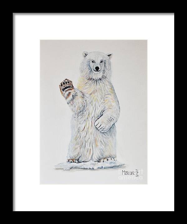 Polar Framed Print featuring the painting Polar Bear Baby 2 by Marilyn McNish