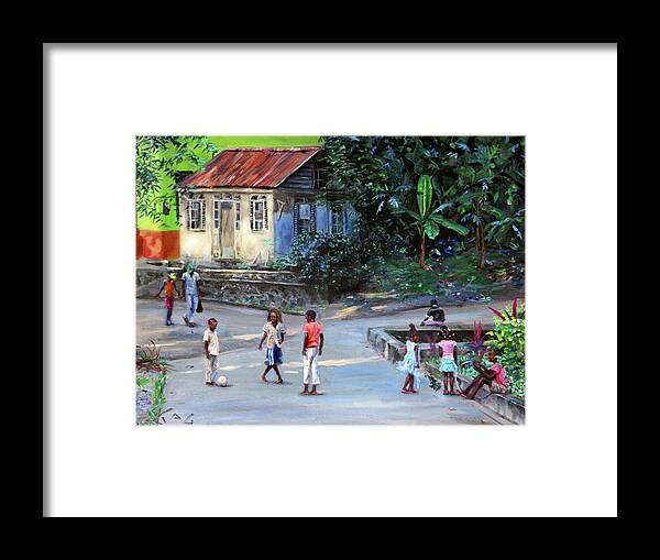 Caribbean Art Framed Print featuring the painting Pon Lepotek #2 by Jonathan Gladding
