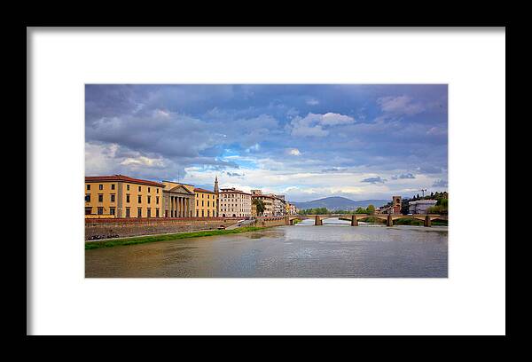 Grass Framed Print featuring the photograph Ponte Santa Over River Arno by Albert Photo