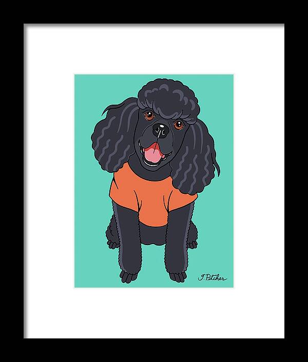 Poodle Black Framed Print featuring the mixed media Poodle Black by Tomoyo Pitcher