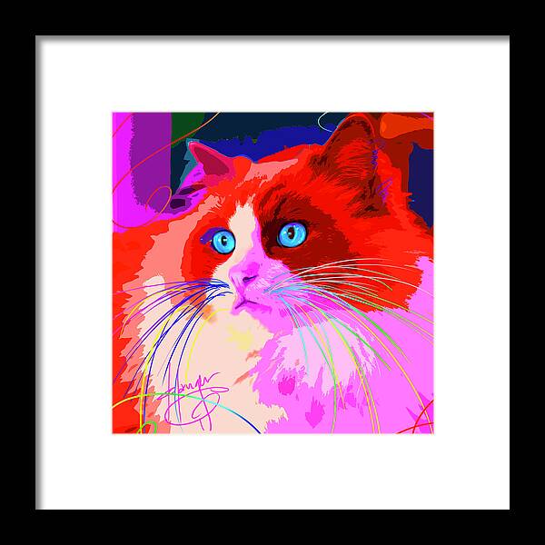 Dizzycats Framed Print featuring the painting pOpCat Antonio by DC Langer